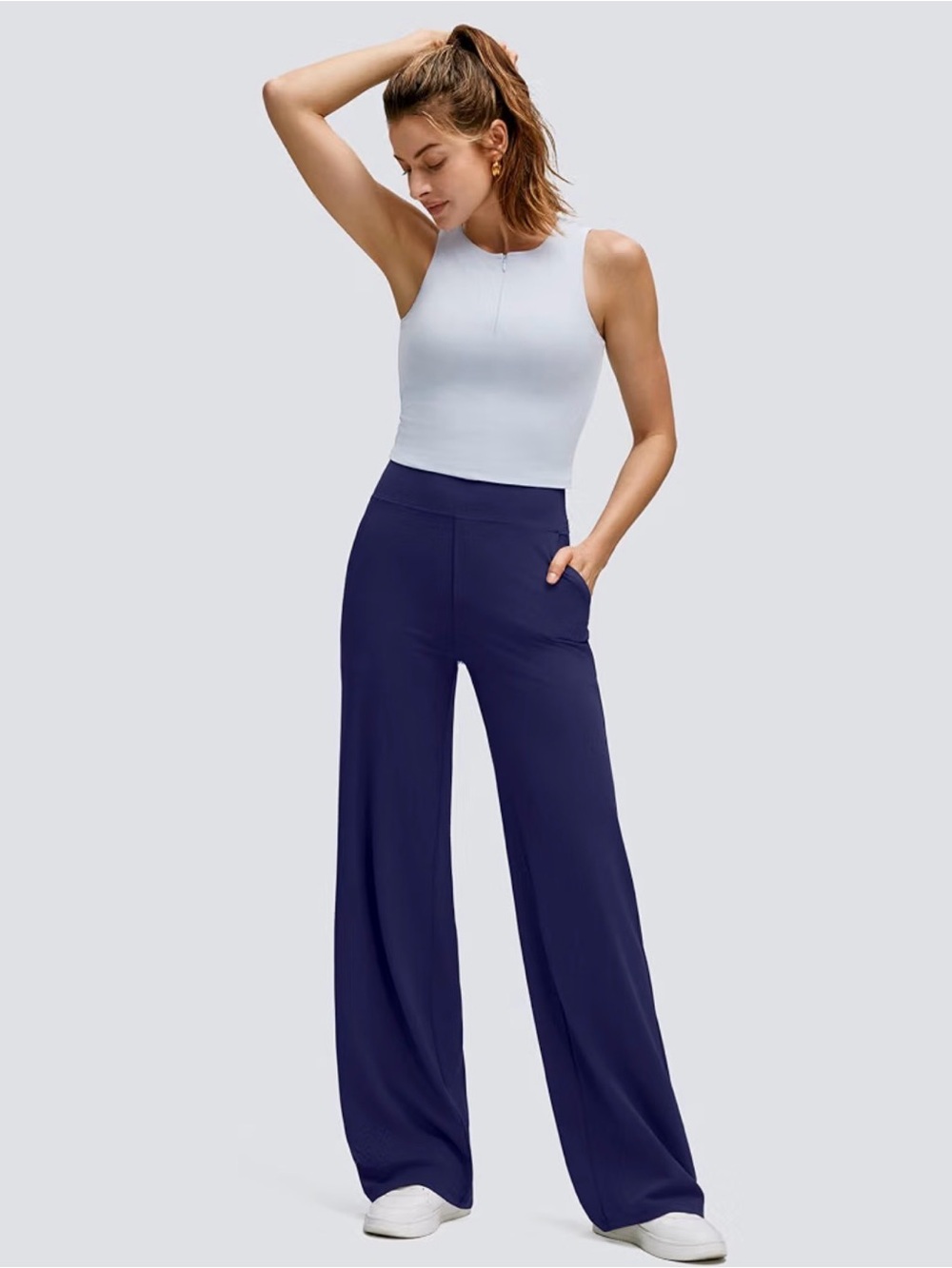 G4Free BareFeel Women's High Stretch Wide Leg Pants with Pockets Soft Comfy